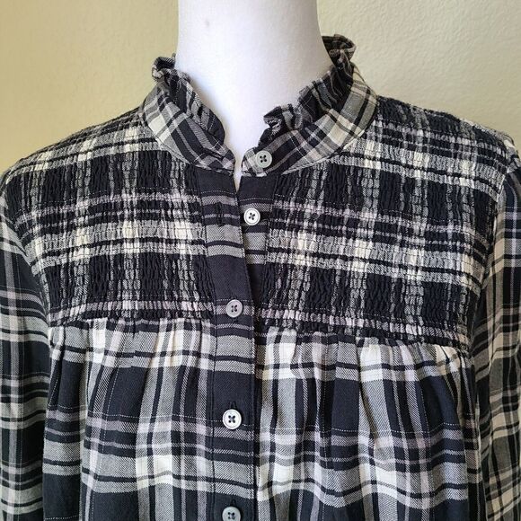J. Crew Ruffleneck Popover NWT NEW Small Flannel Cotton-Blend Berkshire Plaid - Picture 2 of 9
